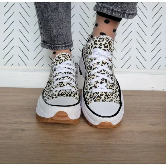 ❤️Converse Run Star Hike Platform Archive Leopard 5 Women's Shoes White A16286C - Picture 6 of 14